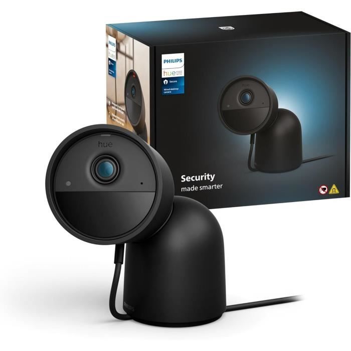 Philips Hue Schwarz Kabelgebundene Kamera Mit Tischhalterung - Sicher - Hd 1080P - Innen Oder Außen