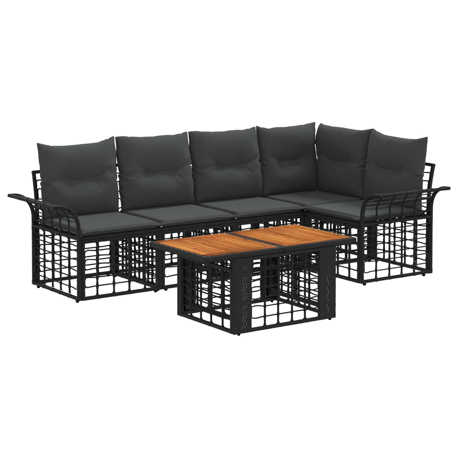 Vidaxl Dunkelgrau Gartensofa-Set 6 Stk. Schwarz Und Poly-Rattan