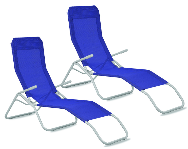 Aga 2x Chaise Longue De Jardin Siesta Bleu Foncé