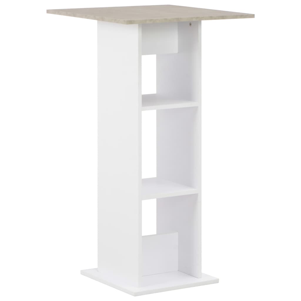 Vidaxl Bartisch Weiß Und Beton 60X60x110 Cm 8718475796596