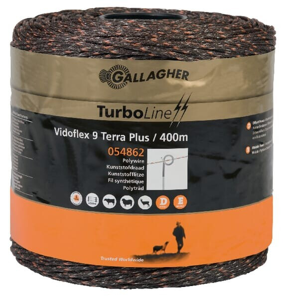 Gallagher Polywire, Vidoflex 9 TurboLine Plus Terra 400m 054862GAL