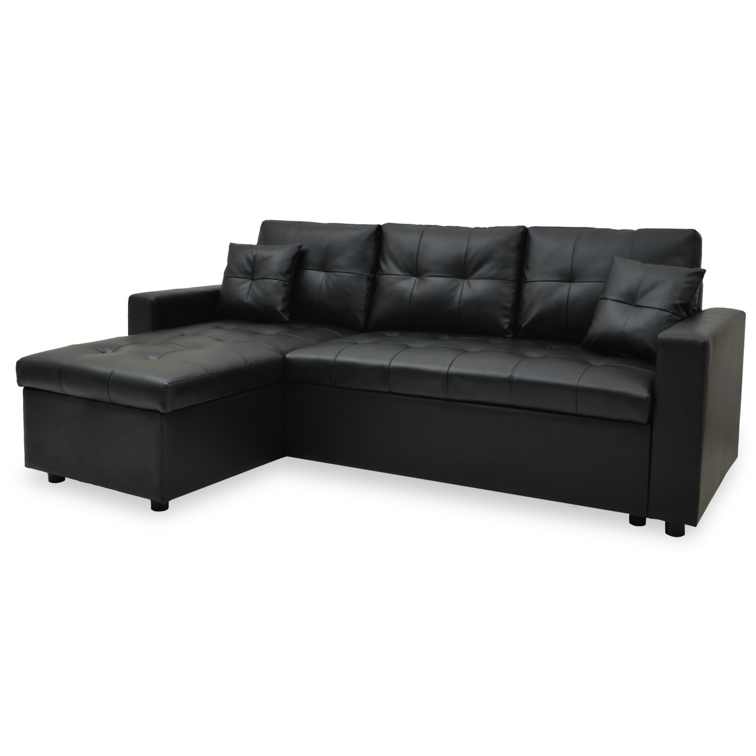 Intensedeco - Canapé D'Angle Convertible Cuero Noir