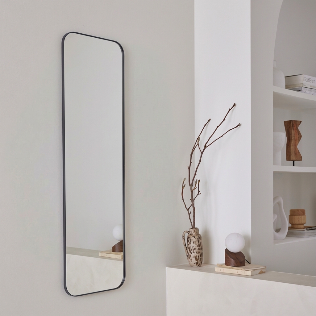 Sweeek - Miroir Rectangulaire Acier Noir 34 X 119 X 1,8 Cm - Harold