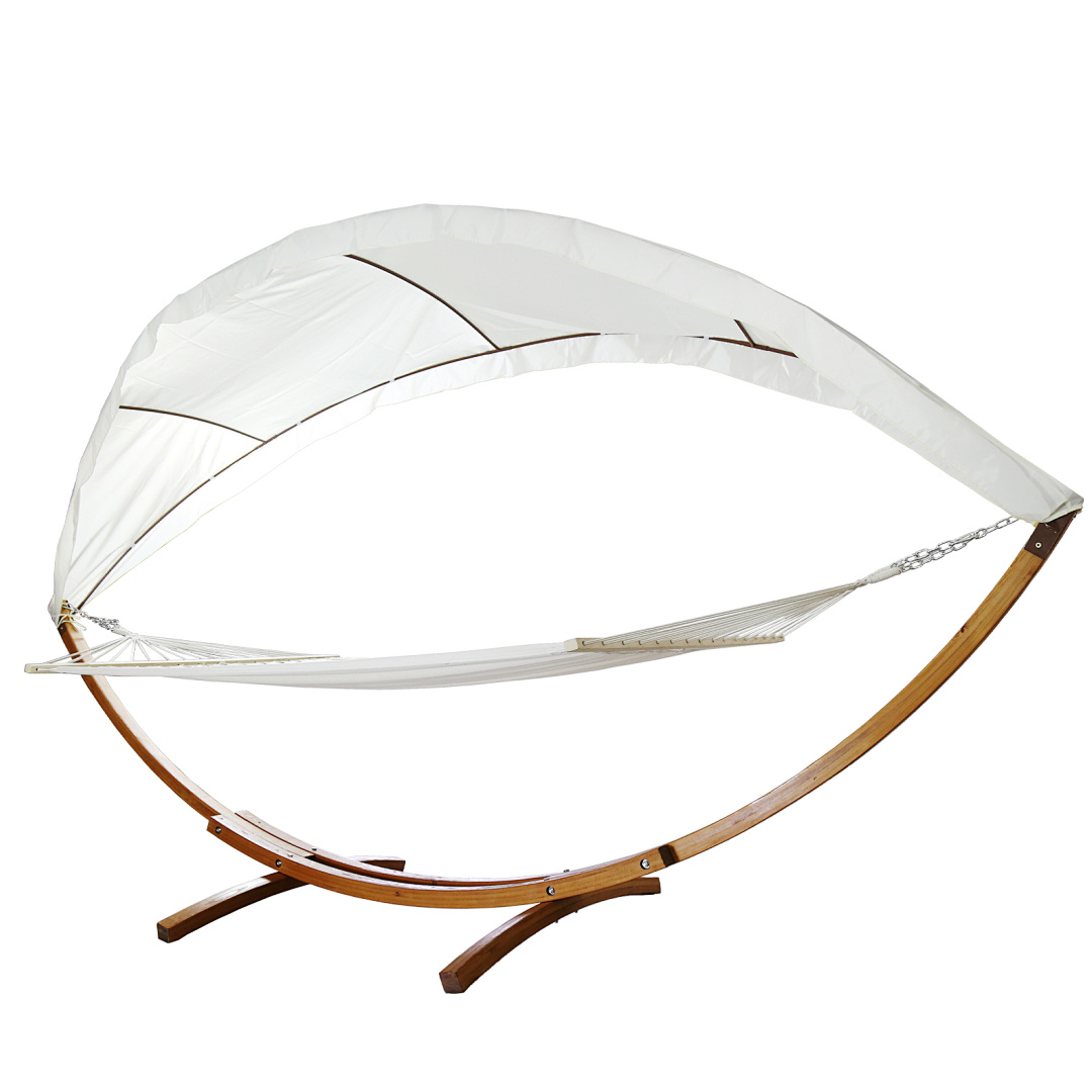 Randaco Hamaca con Soporte de Madera Maciza 415 × 150 × 210 cm – Hamaca Doble