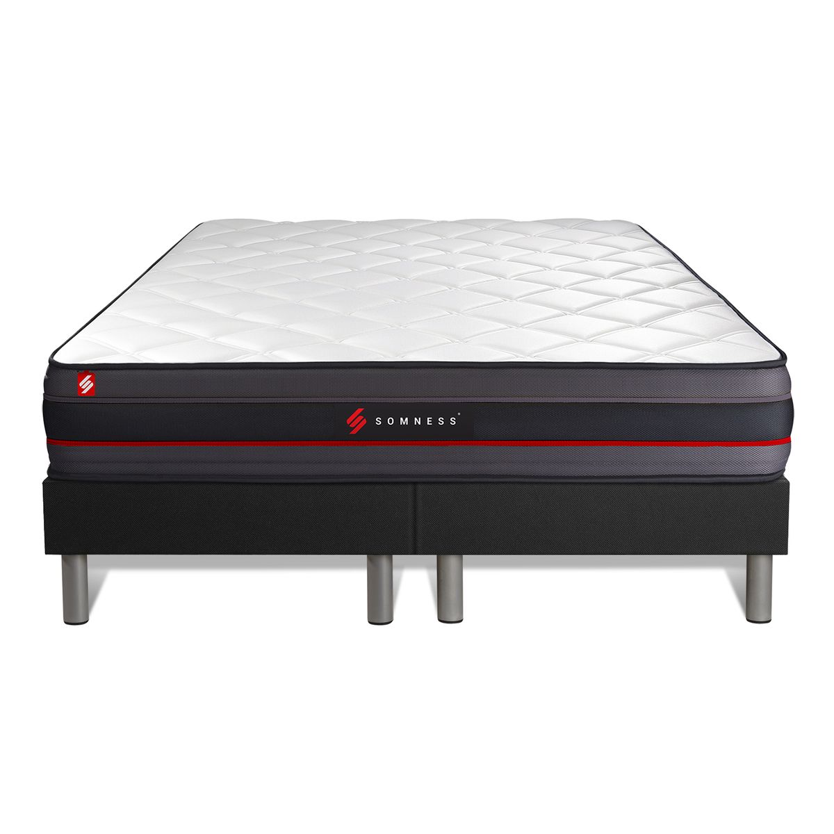 Somness - Ensemble Matelas Sommier Regen 180 X 200 Cm - Couleur : Noir