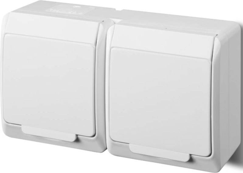 Elektroplast Hermes Doppelsteckdose Mit/Ohne 2P+Z Schuko Ip44 Weiß 0325-02