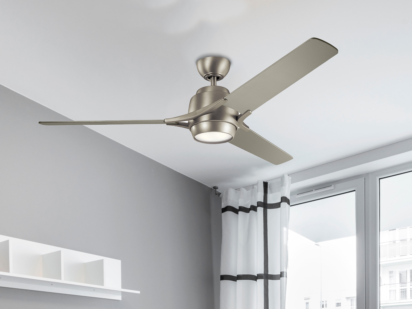 Elstead Lighting Licht Zeus Deckenventilator Mit Beleuchtung-Nickel Gebürstet - Bild 2