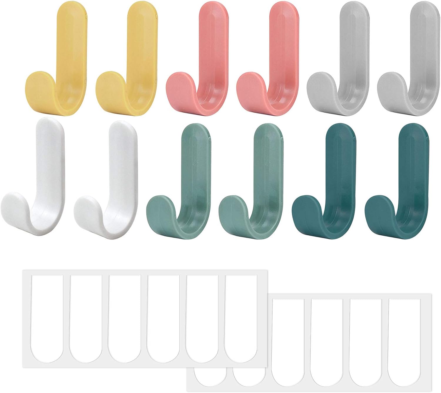 Crochets muraux autocollants en plastique ABS, charge 2 kg, multicolore, lot de 12