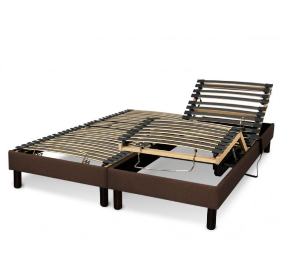 Essenzia - Sommier Electrique Zen Detente Marron 2x90x200 Lattes