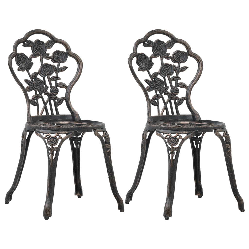 Vidaxl - Chaises De Bistro 2 Pcs Bronze Aluminium Coulé