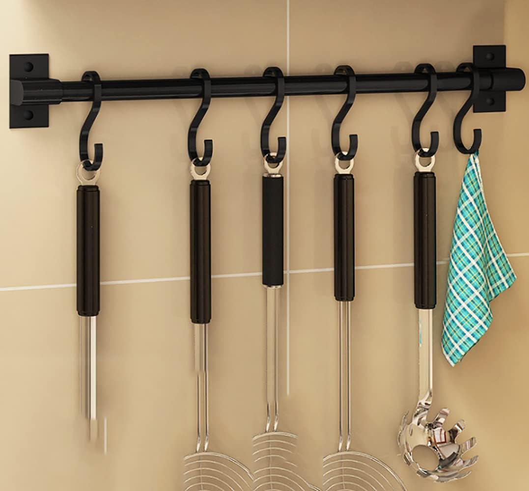 Crochet mural adhésif noir sans trace, patère réutilisable pour porte, lot de 6