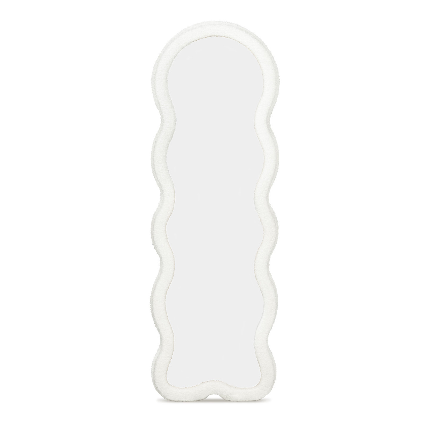 Idmarket – Miroir Sur Pied Vague En Tissu Bouclette Crème 150 X 50 Cm