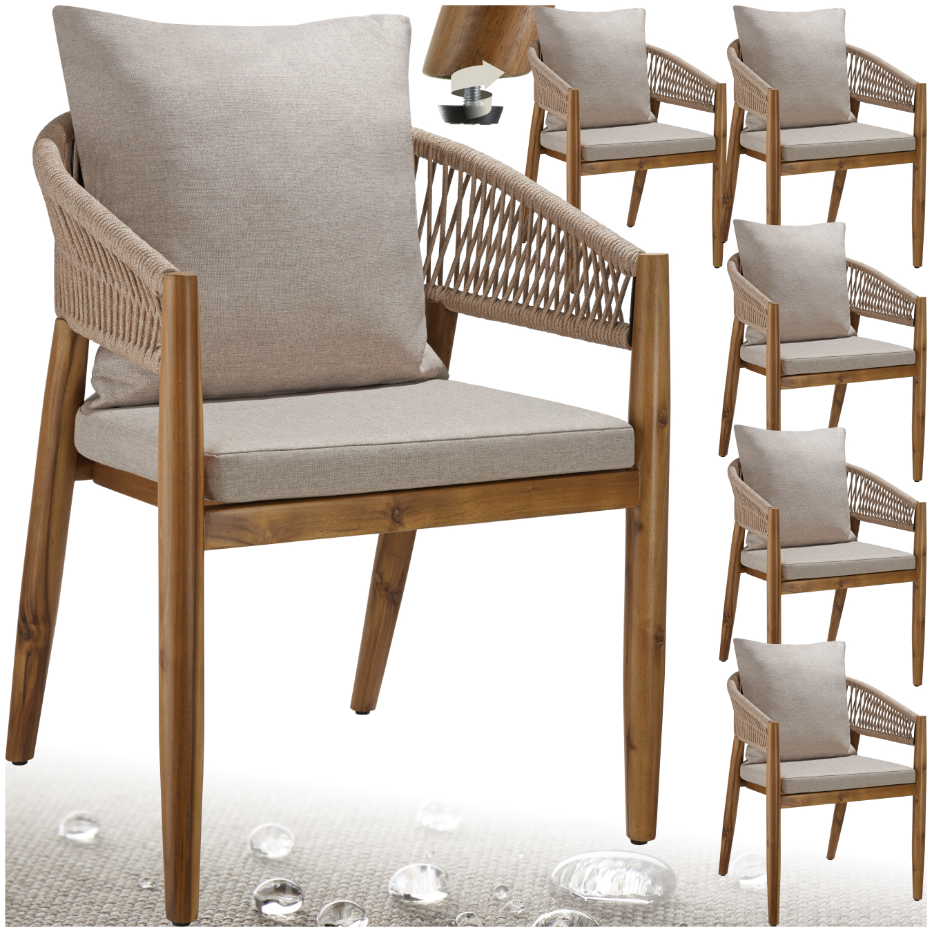 Tectake - Chaise De Jardin Bois D'Acacia Lasuré Et Résistant Aux