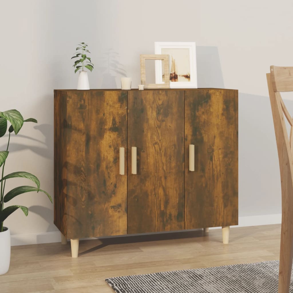 Credenza Rovere Fumo 90x34x80 Cm In Legno Multistrato Vidaxl