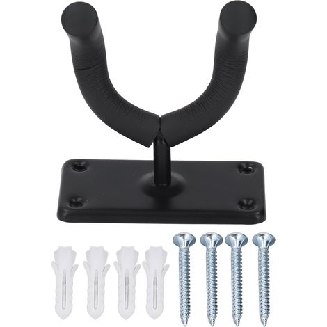 Support mural pour guitare universel en métal noir, vis et chevilles fournies