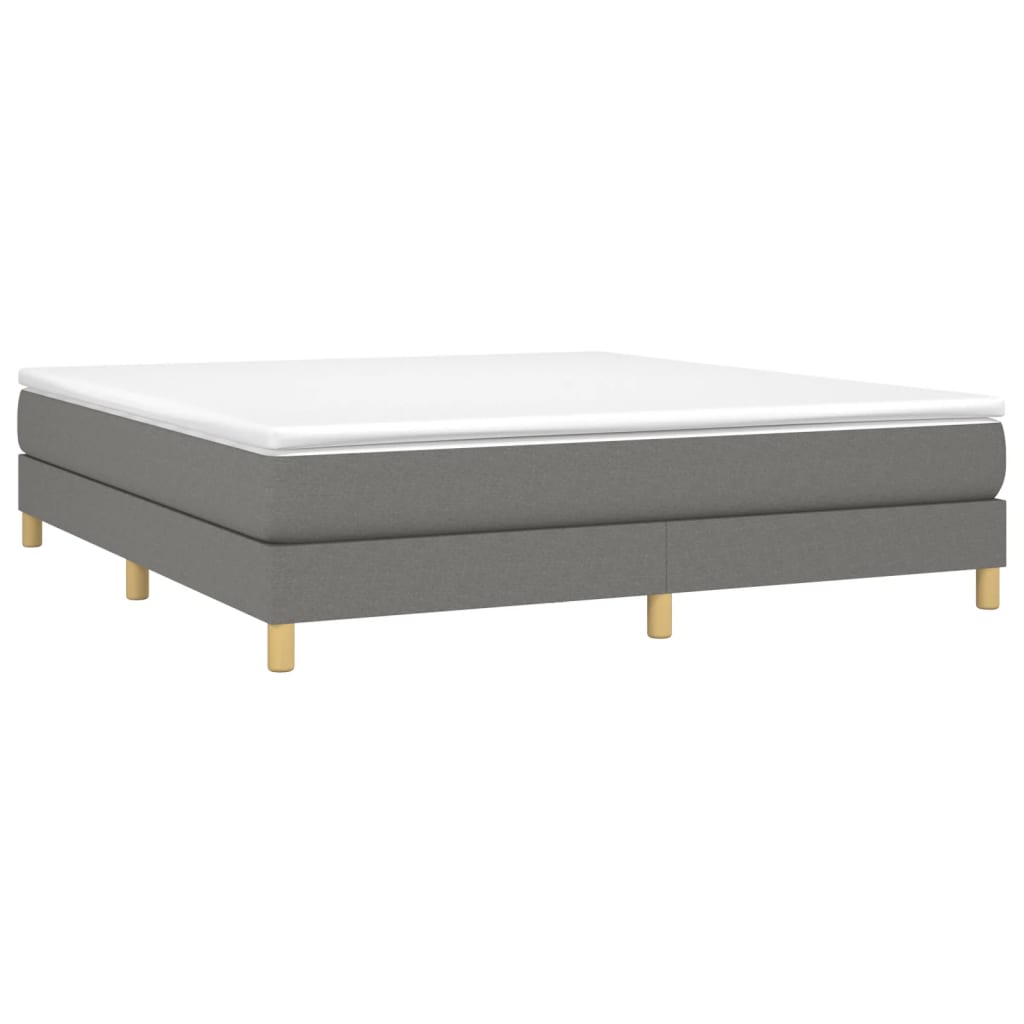 Box Spring Bed Frame Dark Grey 160x200 Cm Fabric Vidaxl