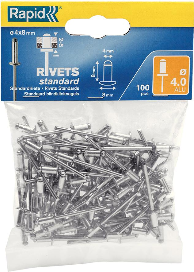Rapid 5000378, Blindniete, Aluminium, Stahl, Edelstahl, RP10 , RP40, RP60, RP100, 4 mm, 8 mm - Image 3