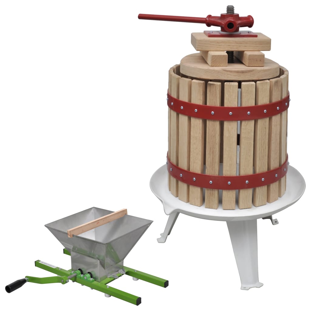 Vidaxl Beige 2-Tlg. Obst- & Weinpresse Und Mühle-Set
