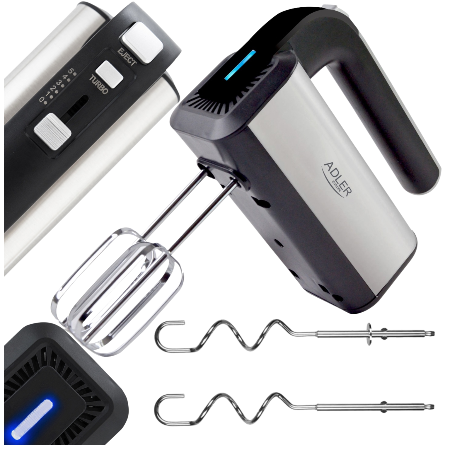 Adler Schwarz/Silber Ad 4225, Handmixer, - Bild 6
