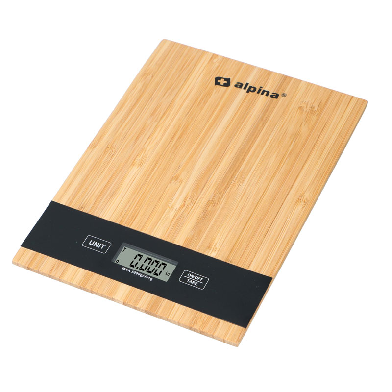 Alpina Braun – Digitale Küchenwaage Aus Bambus, 5 Kg