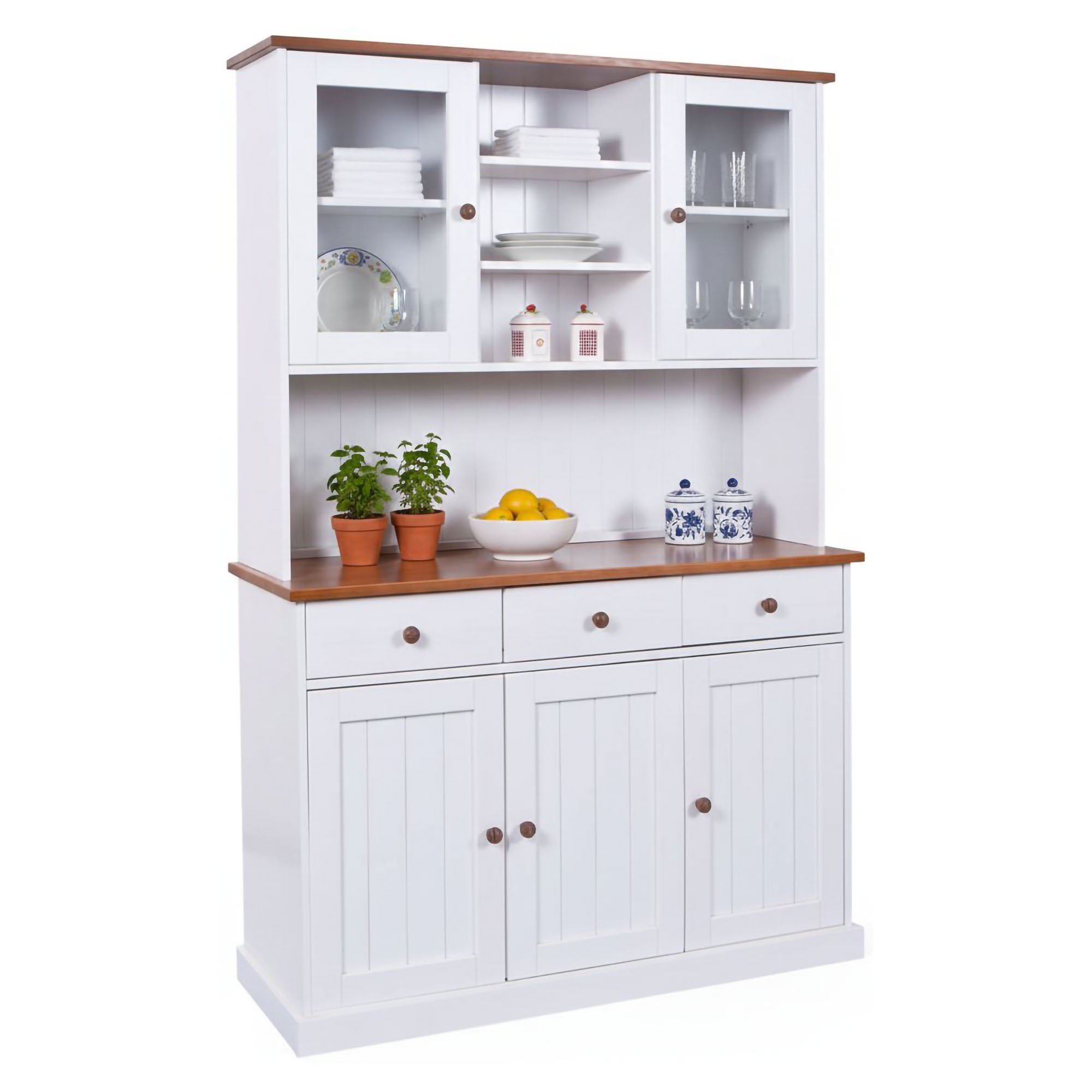 Inter Link Weiß Buffet "Westerland Kiefer Massivholz, Fsc, Küchenschrank", (, Sepia), B:131cm H:190cm T:45cm, Massivholz, Schränke, Buffet, Ges... - Image 4