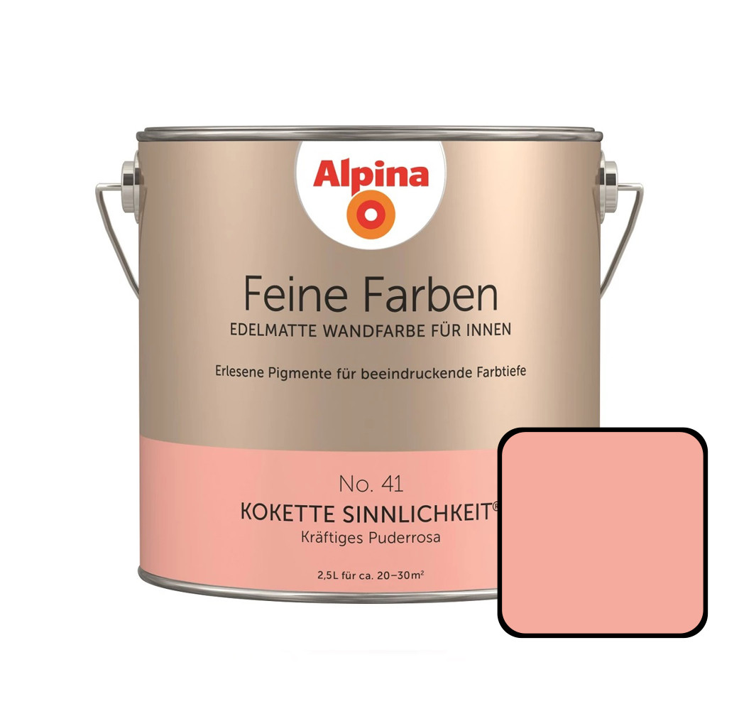 Feine Farben No. 41 Kokette Sinnlichkeit 2,5 L Kräftiges Puderrosa Edelmatt Farbe - Alpina
