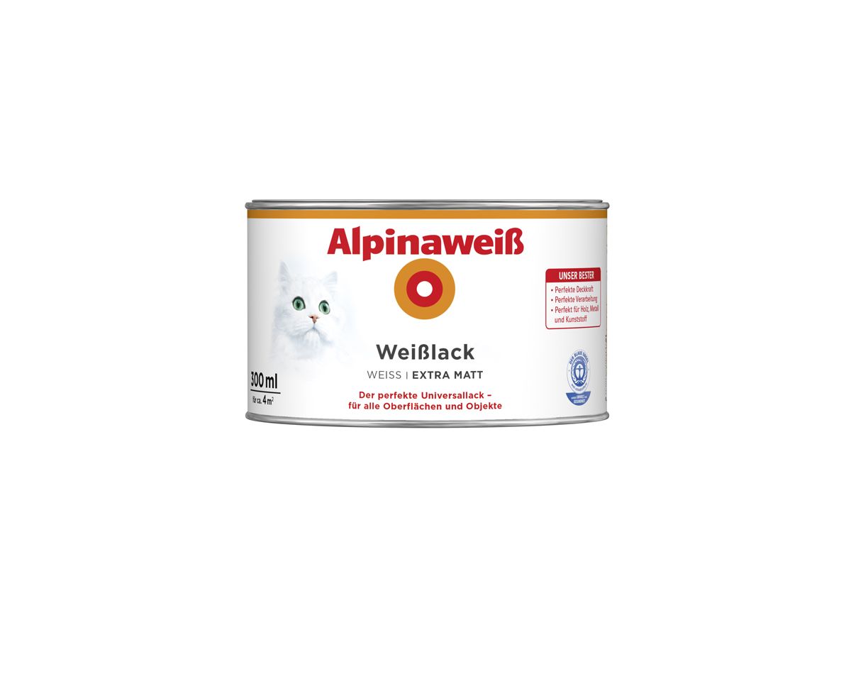 Alpina - Weiß Weißlack 300ml Weiß Extra Matt Lack Universallack Innen Außen