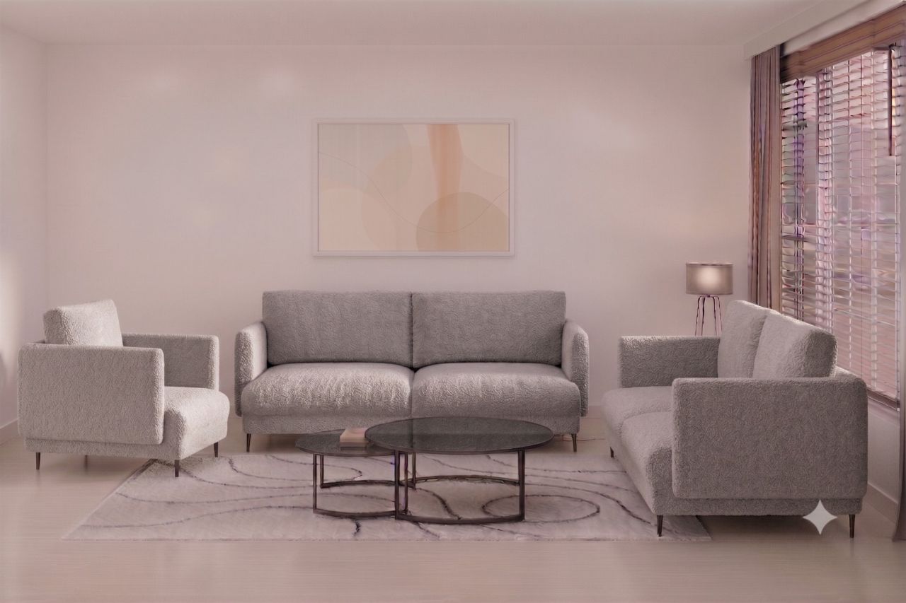 Fun Moebel Grau Sofaset Designersofas Helmer 3-2-1 Stoff Baloo - Image 2