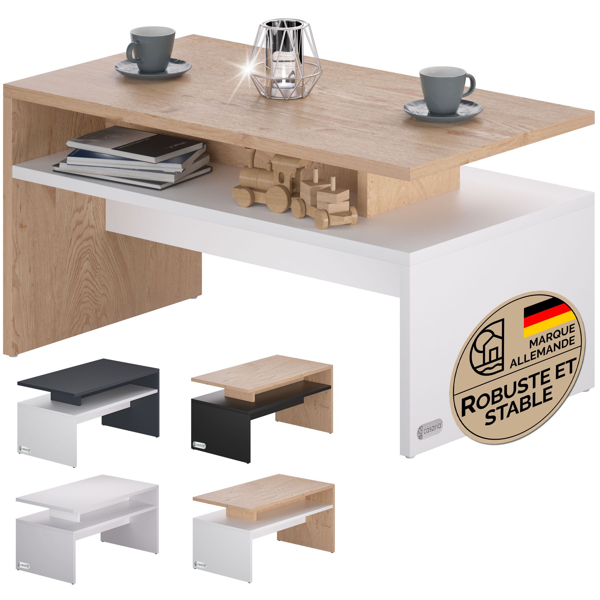 Table Basse Rectangulaire 95x55x50cm Table Basse Design Moderne Table