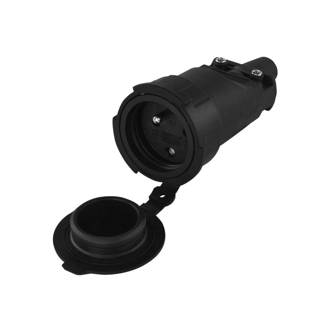 Emos Schwarz Tragbare Gummisteckdose Mit/Ohne 10/16A 250V 2P+Z Ip65 P0044