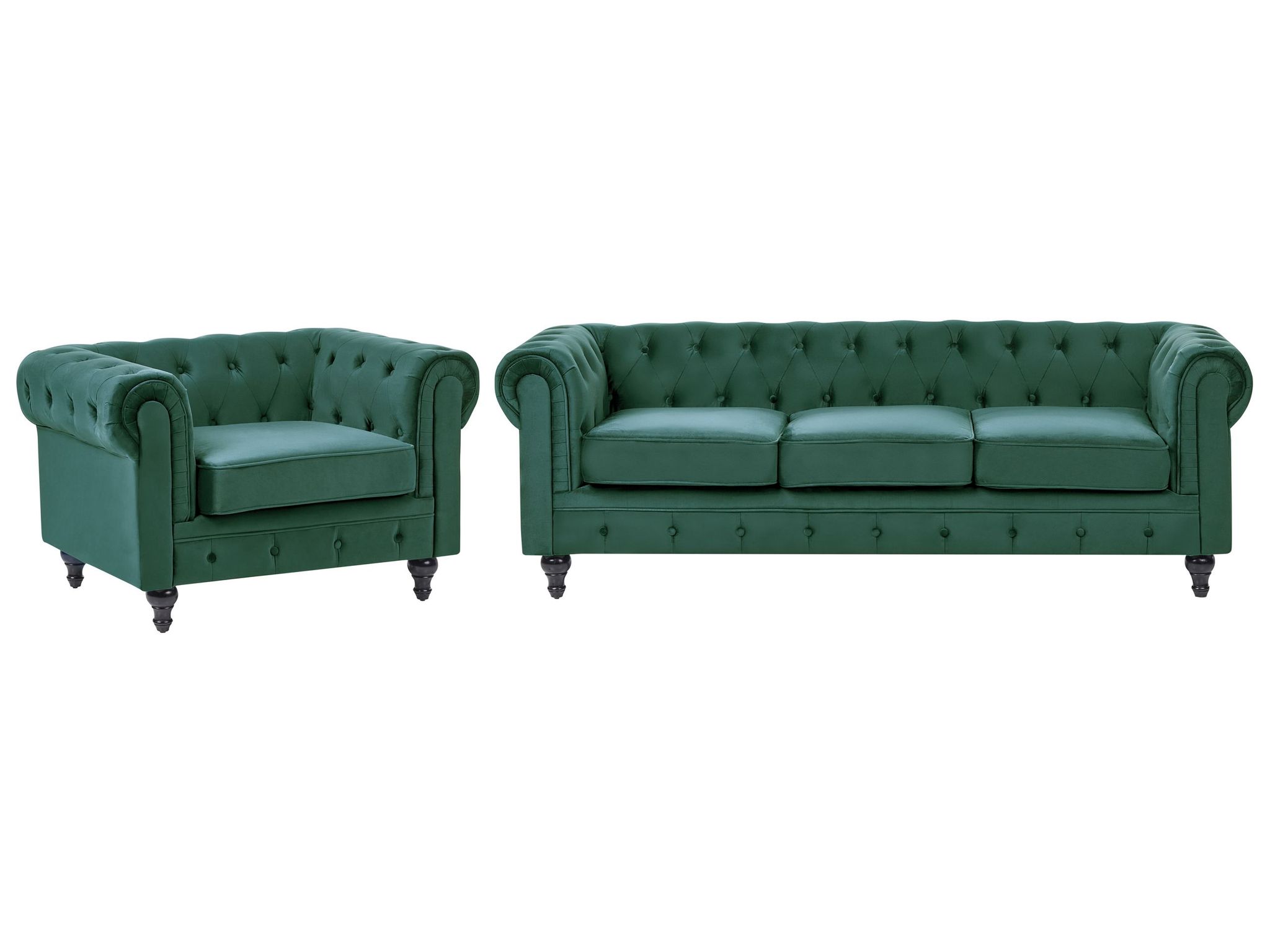 Beliani Sofa Set 4-sitzer Chesterfield Samtstoff Smaragdgrün