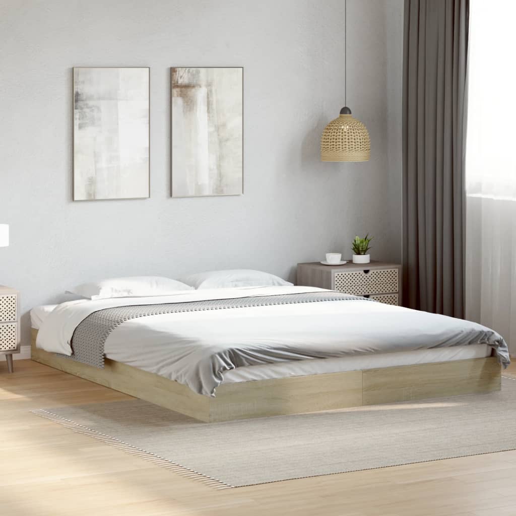 Cadre De Lit Chêne Sonoma 160x200 Cm Bois D'Ingénierie