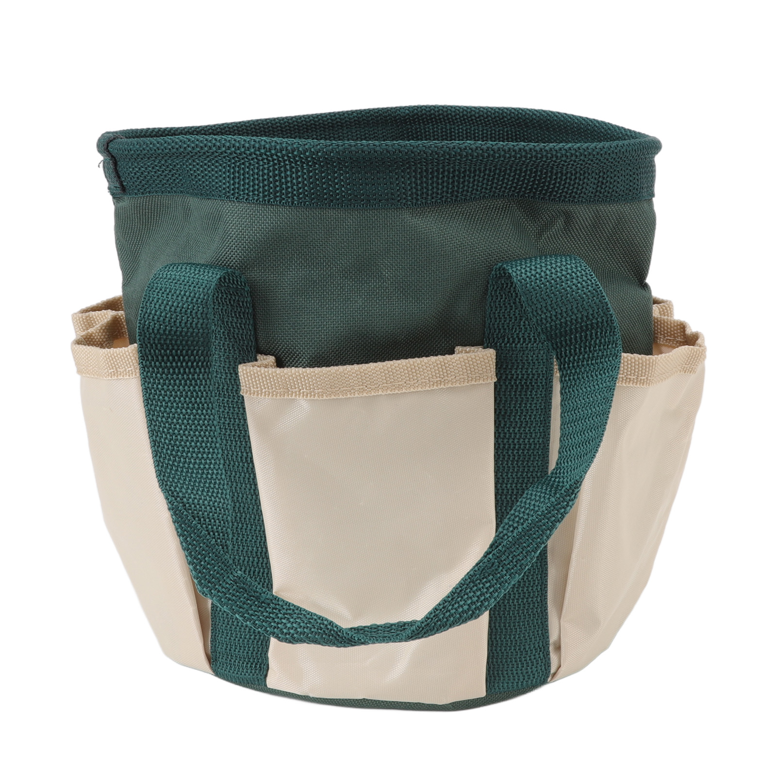 Sac rond pour outils de jardin en toile Oxford 600D, 6 poches, 20 x 20 x 19 cm, vert crème