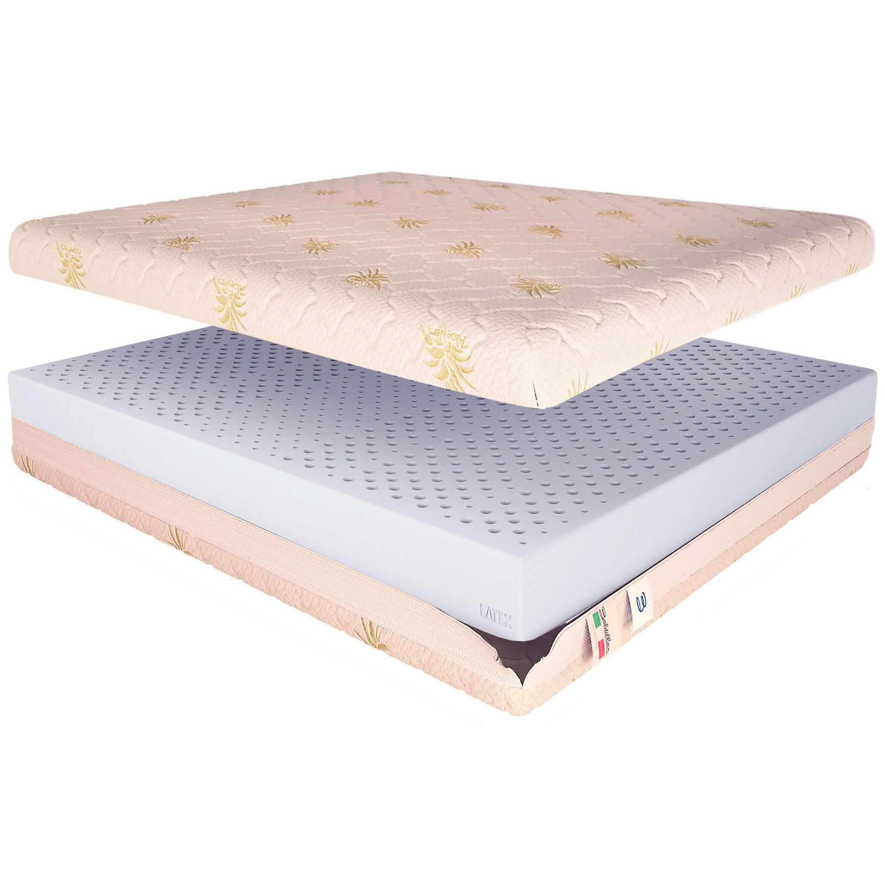 Baldiflex - Matelas Latex Haute 20 Cm Latex 100% Avec Revetement Aloe Vera 160x190 Cm