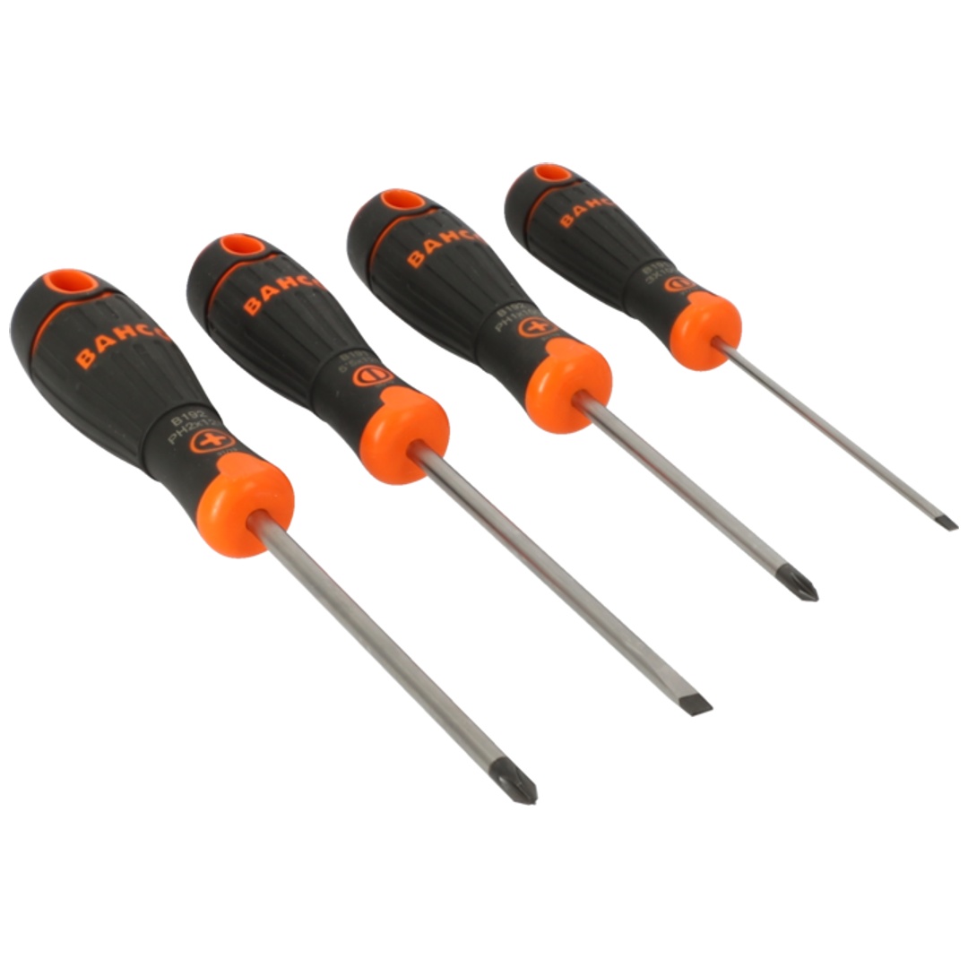Bahco Orange Bahcofit Schraubendreher-Satz Für Schlitz- Und Phillips-Schrauben Mit Gummigriff - 4-Tlg.