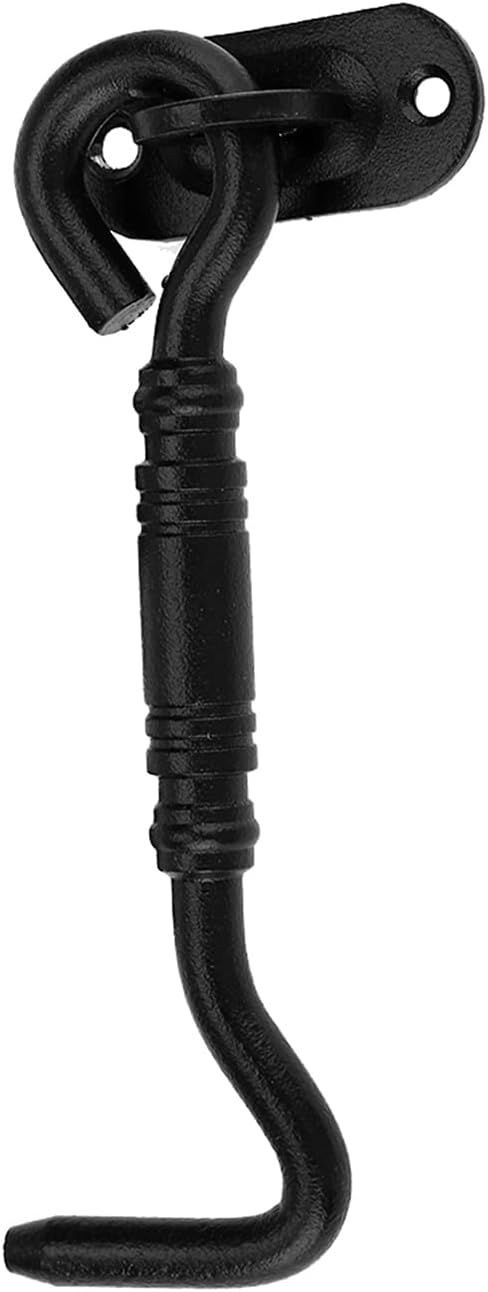 Crochet de cabane 11 cm en acier inoxydable noir, style rustique, vis incluses