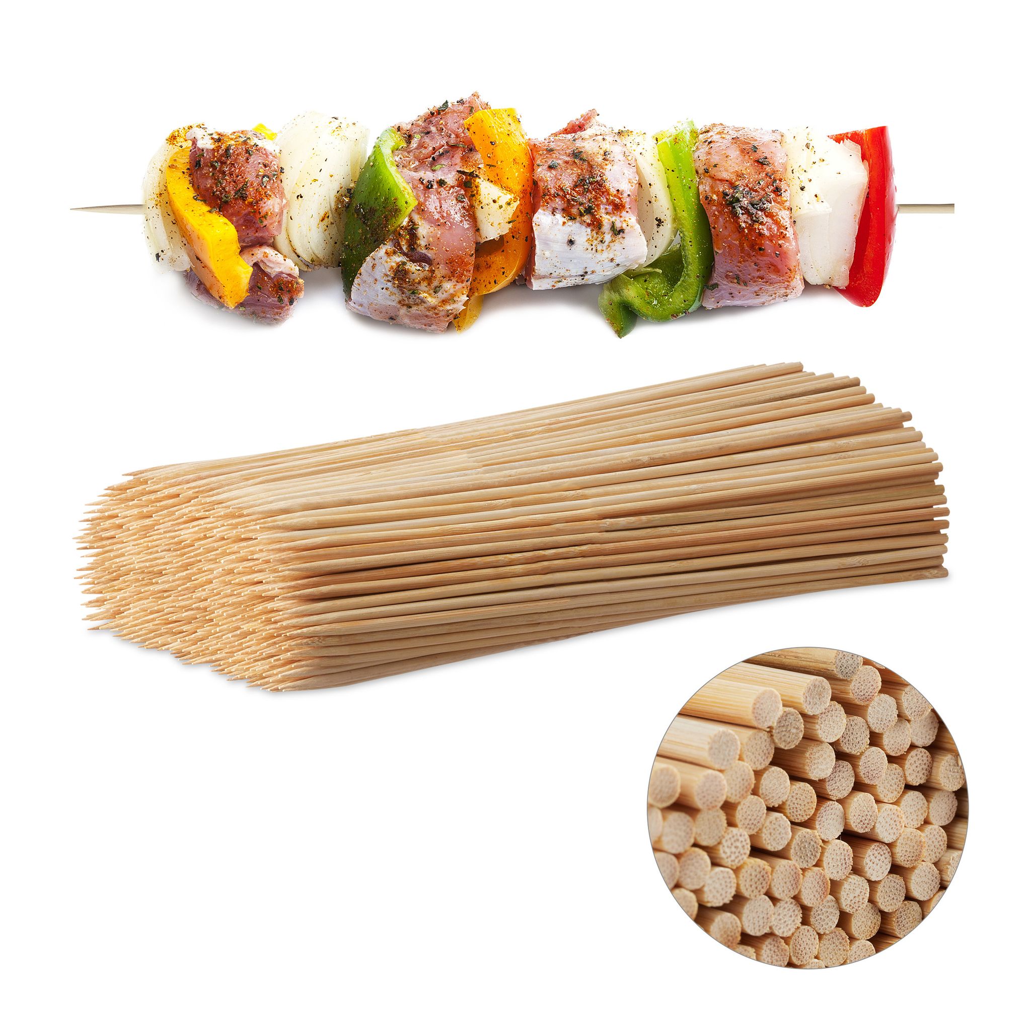 Relaxdays Wooden Skewers, Bamboo Trussing Needles Pack Of 1000, Bbq Or Crafting Accessory, 30 Cm Long, Mm Thick, Natural