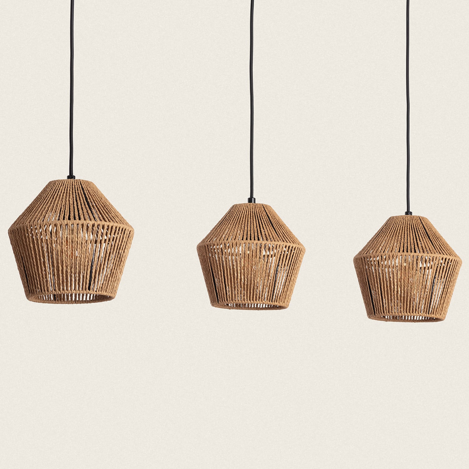Ledkia – Suspension Papier Tressé Kirito 3 Spots – Matériaux Légers Et