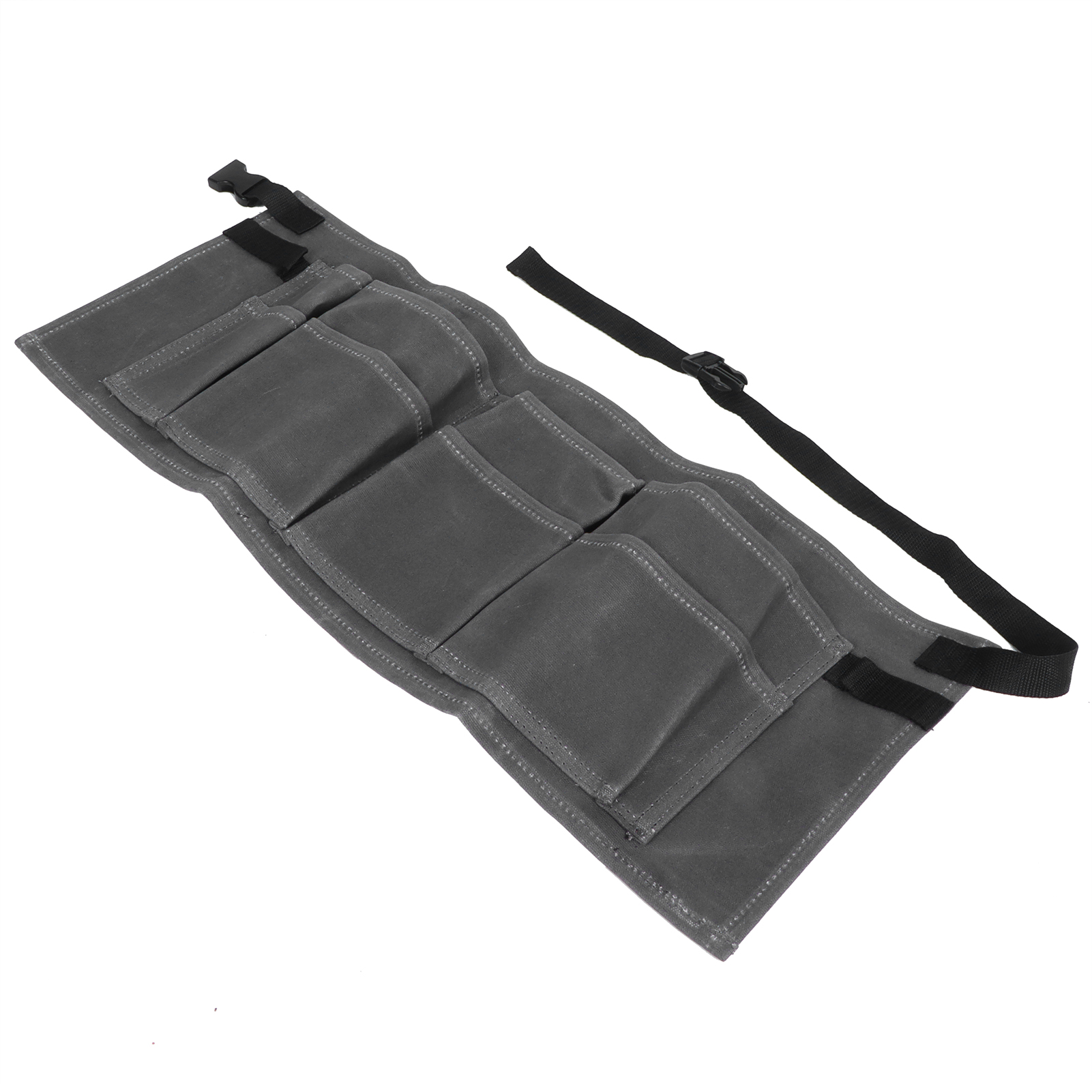Ceinture porte-outils multipoches ajustable en toile cirée, 8 poches, 64,5 x 26 cm, gris