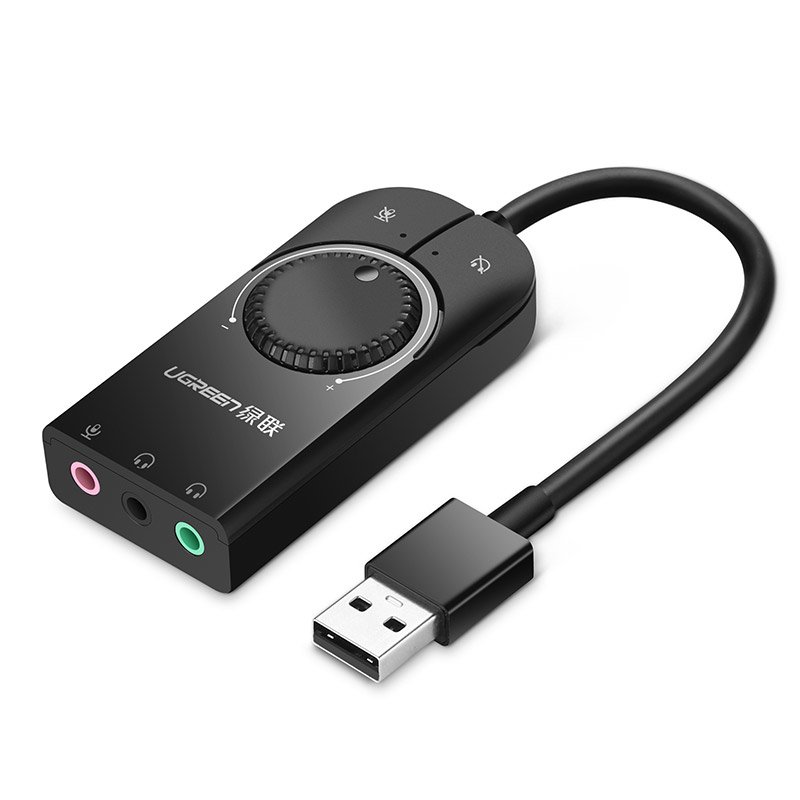 Ugreen Schwarz Soundkarte Extern Cm129 Usb 15 Cm Lautstärke- Und Mute-Kontrolle, 3X Audio Eingänge, Rauschunterdrückungschip - Image 5