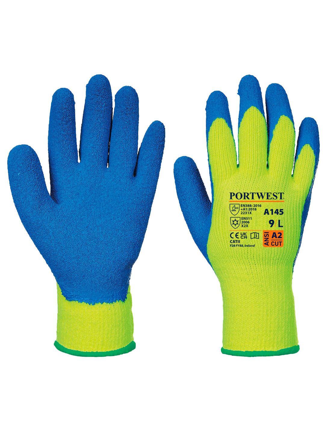Portwest Kältebeständiger Handschuh, Latex, Farbe: Gelb/Blau, Größe: XL, A145Y4RXL - Bild 3