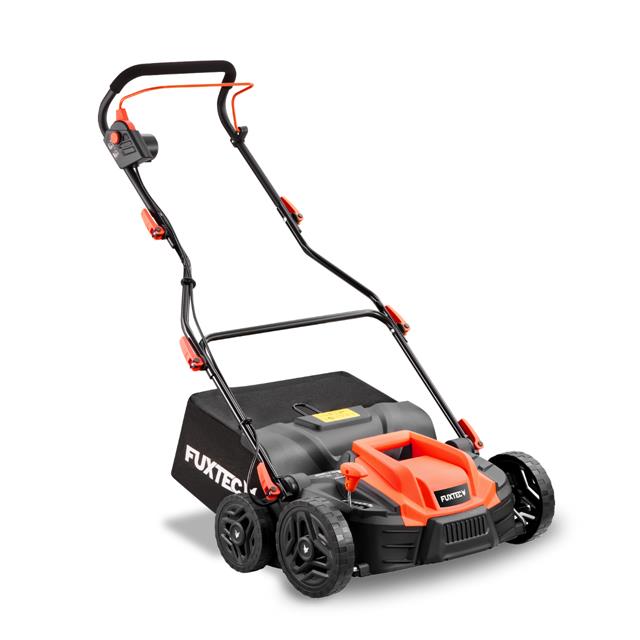 Scarificateur Électrique Fx-ev360 Fuxtec, 1500 W, Largeur 36 Cm, 5 Profondeurs Réglables, Bac De Ramassage 45 L