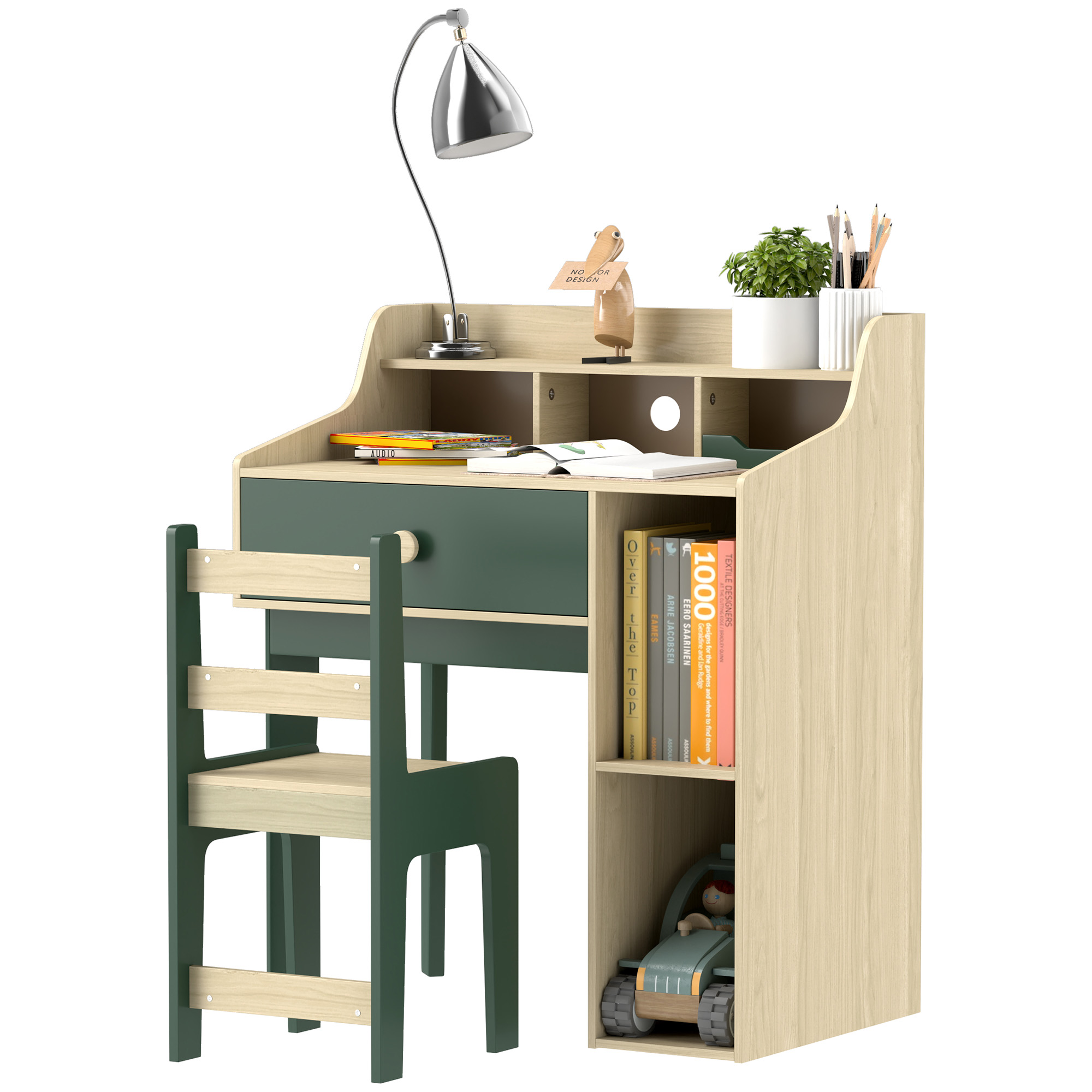 Aiyaplay - Ensemble Bureau Chaise Enfant Style Néo-rétro - Tiroir