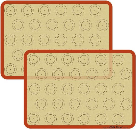 2 Pezzi Tappetino Da Forno In Silicone Rosso 42 × 29,5 Cm Per Macarons Tappetino Da Forno In Silicone Antiaderente Con Formine Per Biscotti Per Cuocere Macarons E Pasticcini