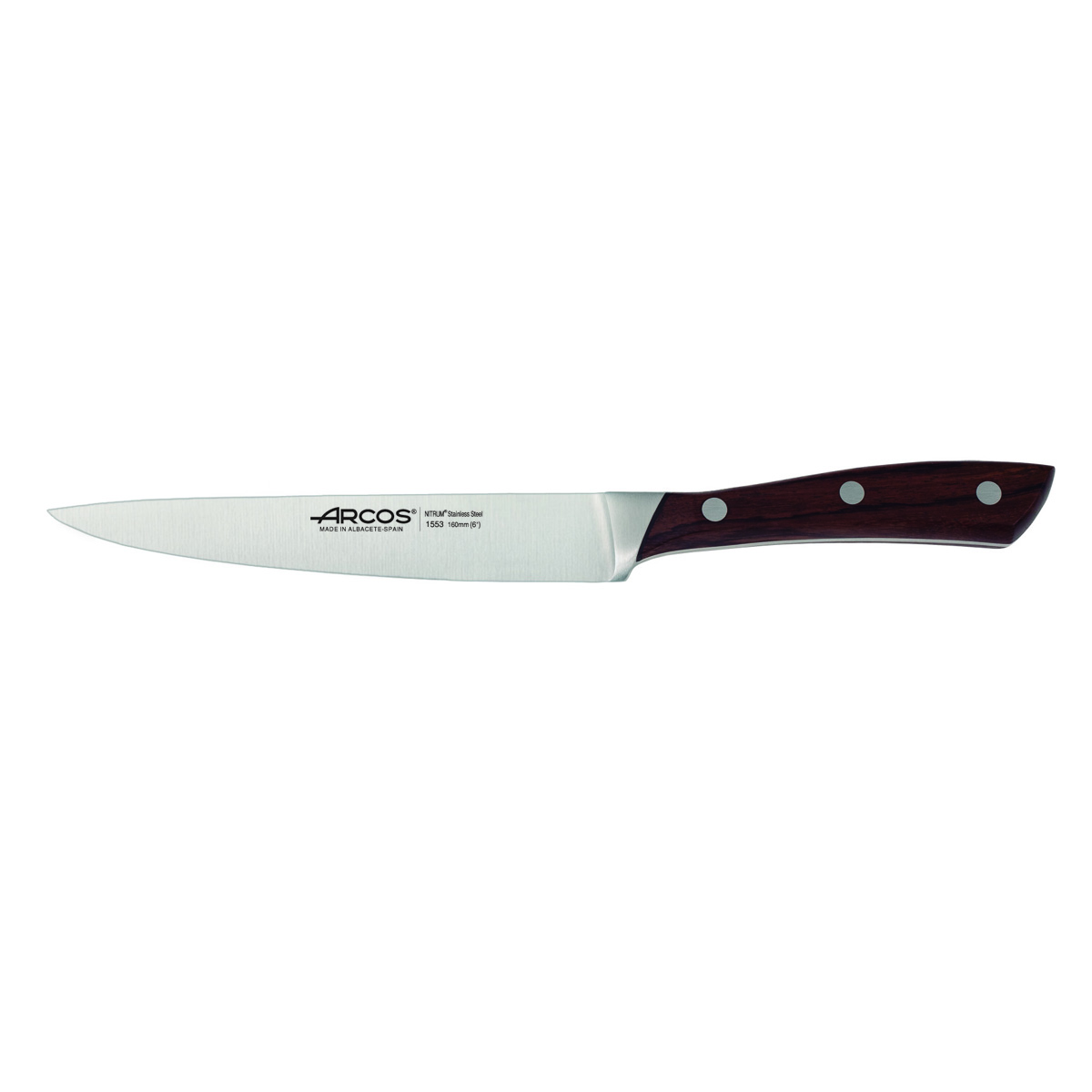 Arcos Mehrfarbig Küchenmesser Natura 155310 In Nitrum Stahl, Mango In Palisander Und 16 Cm Klinge Im Koffer.