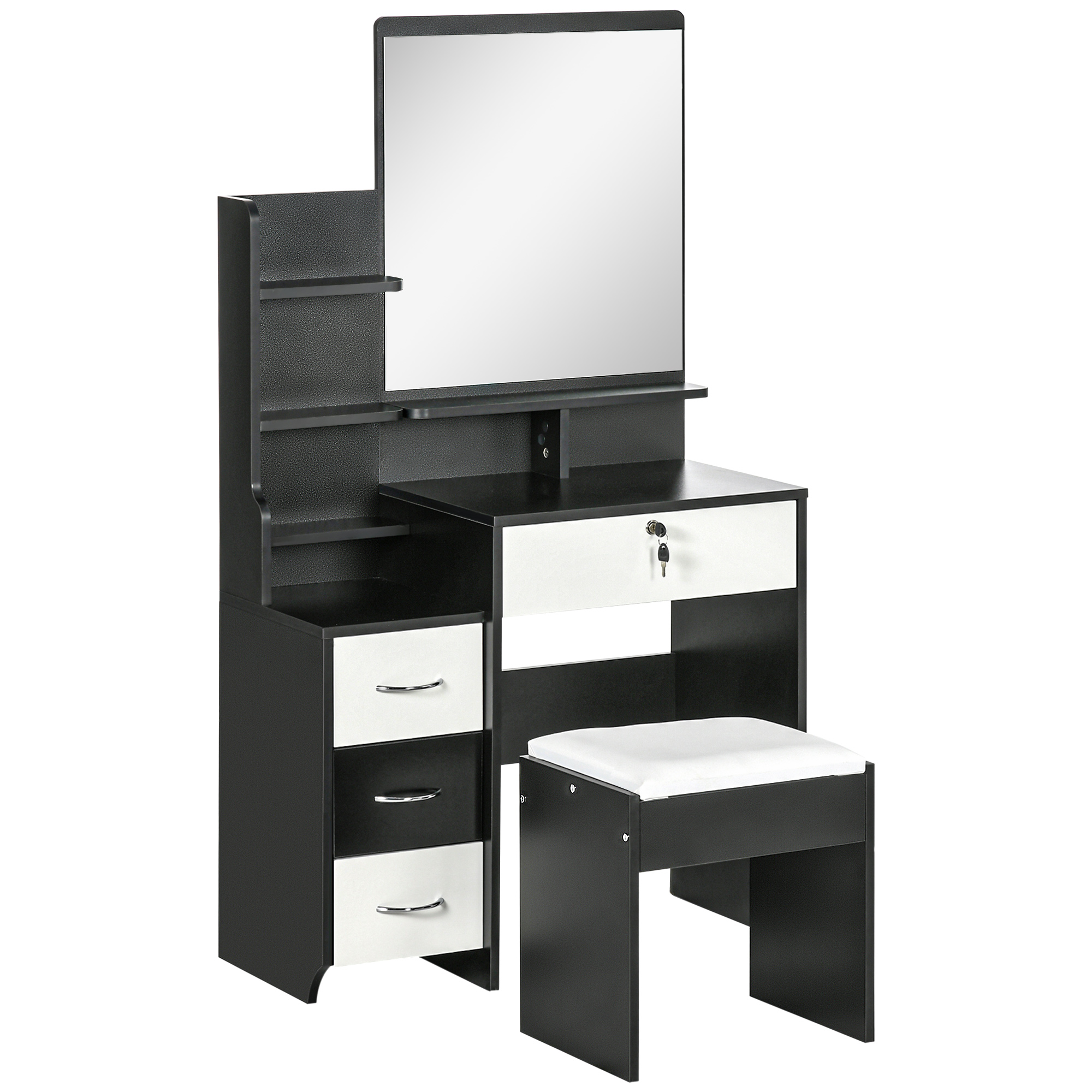 Homcom - Ensemble Coiffeuse Tabouret Design Contemporain