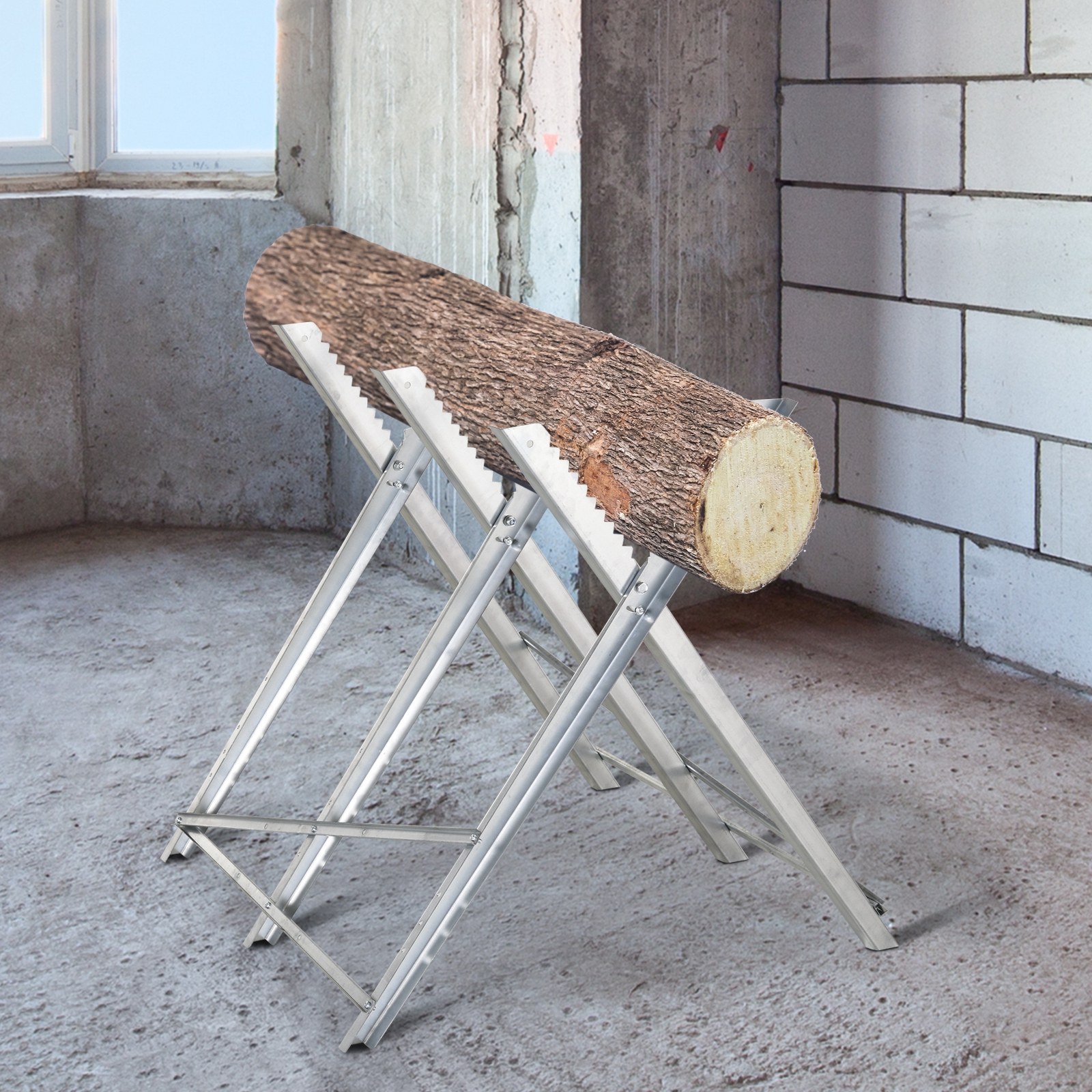 Support pliable pour scie à chaîne en métal, cadre triangulaire, 100 kg, 83 x 83 x 79 cm