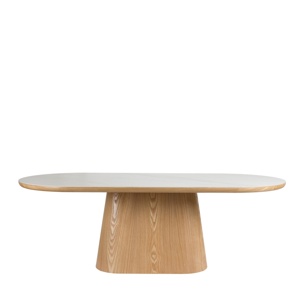 Table À Manger 8 Personnes Ovale En Pierre Et Bois - Bois Clair - Almira