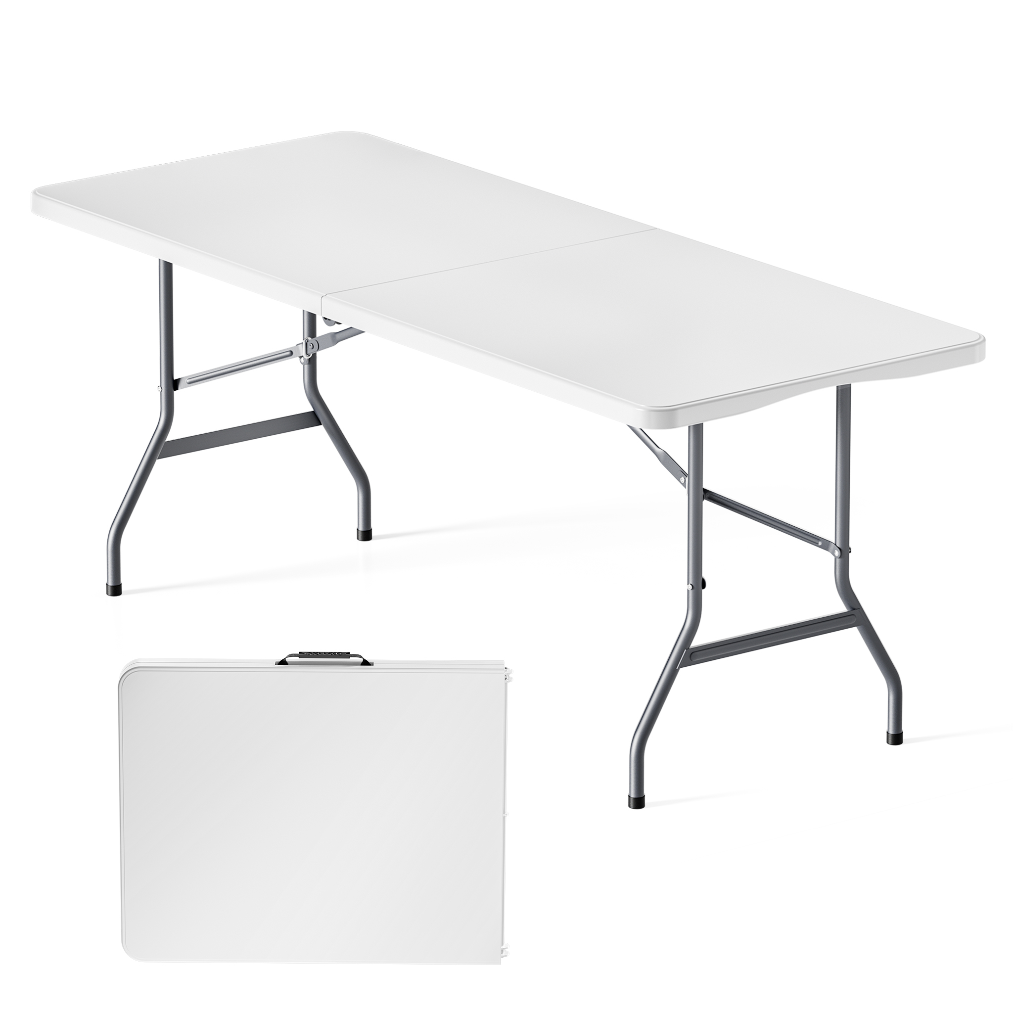 Table De Camping Pliante, Table Portable Gris Clair En Pe-hd/acier