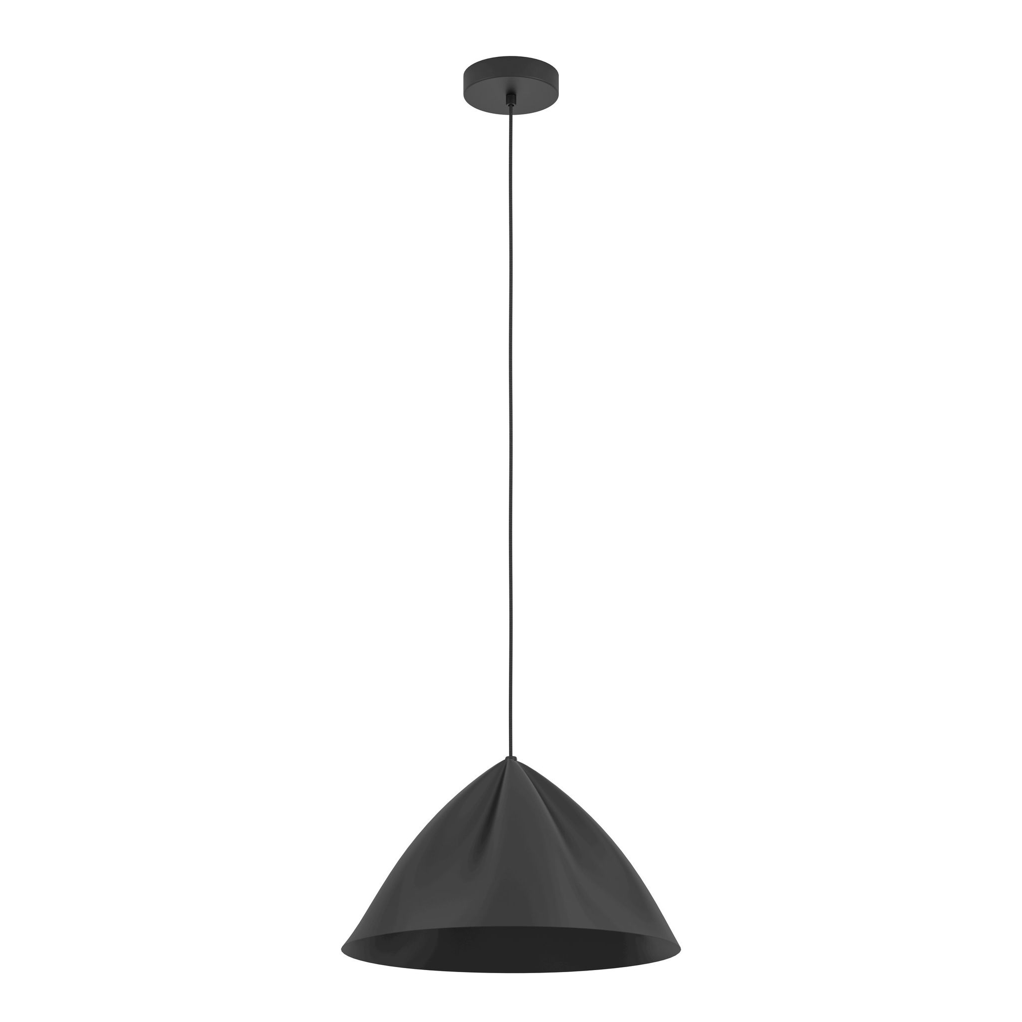 Schwarz Eglo Hängelampe Podere, 1-Flammige Pendelleuchte Über Esstisch, Esszimmerlampe Im Japandi-Design Aus Metall In Hängeleuchte Mit E27 Fassung, Ø 42,5 Cm - Bild 7